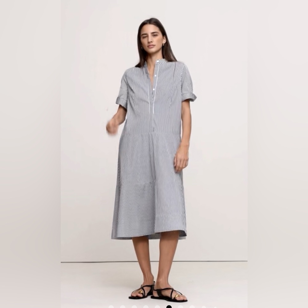 NWT banana republic XL poplin tuxedo front midi dress rtv$150